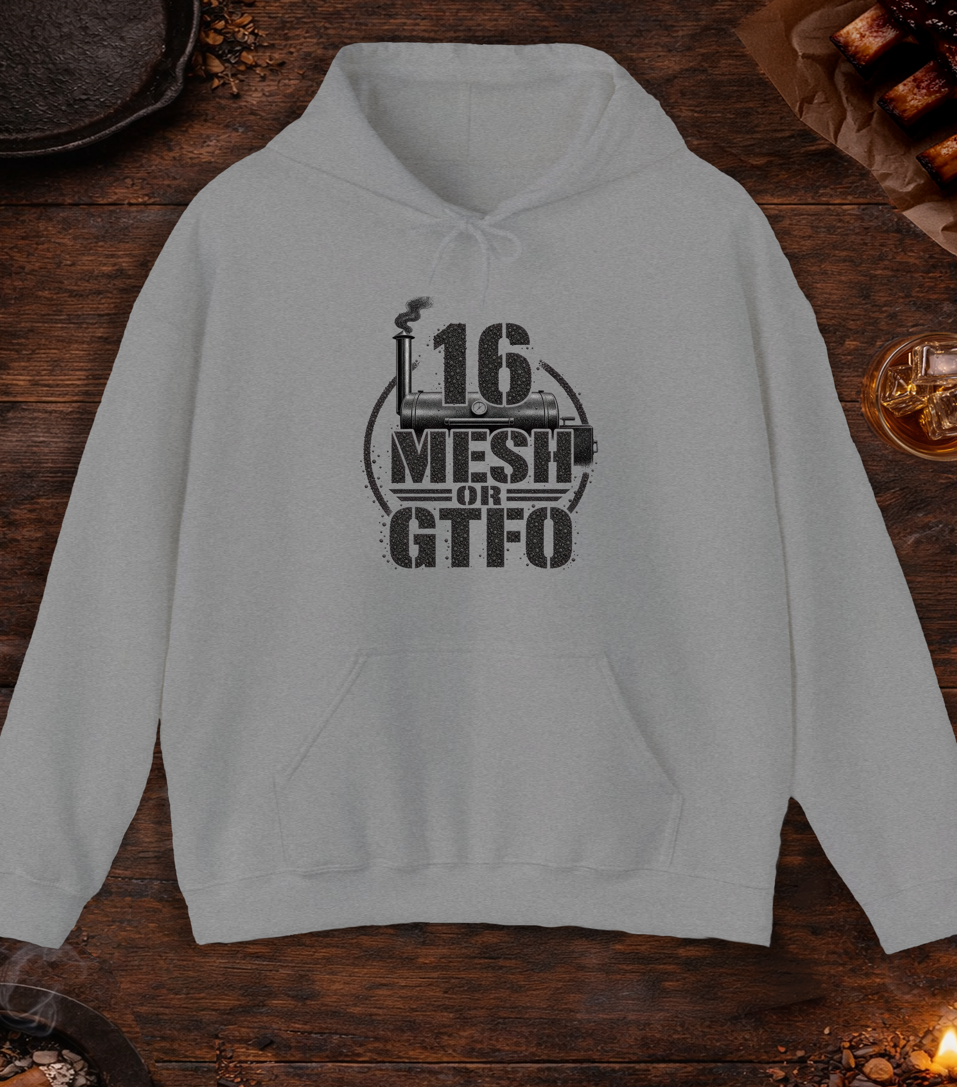 16 Mesh or GTFO Hoodie - Sport Grey