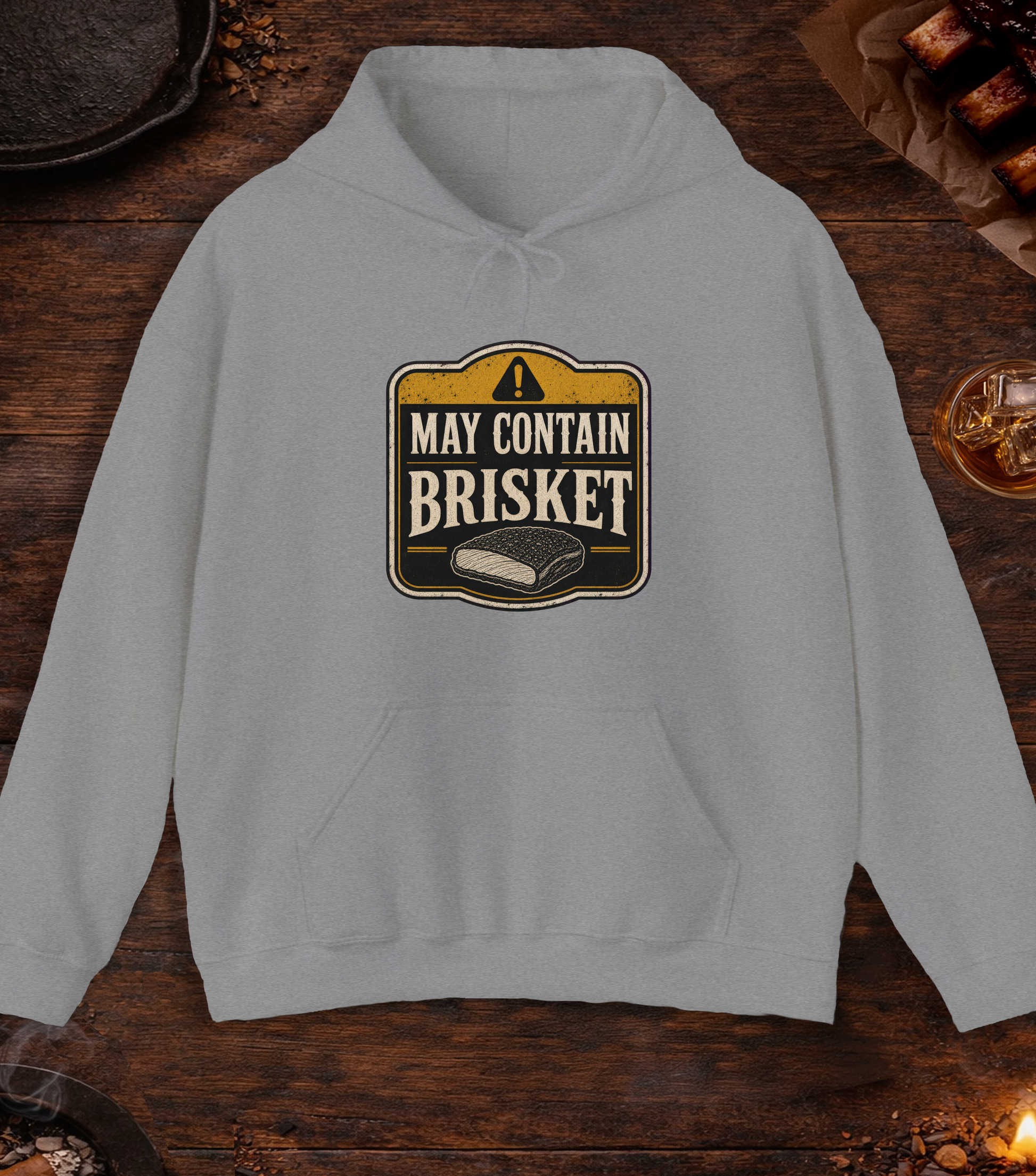 May Contain Brisket Hoodie - Sport Grey