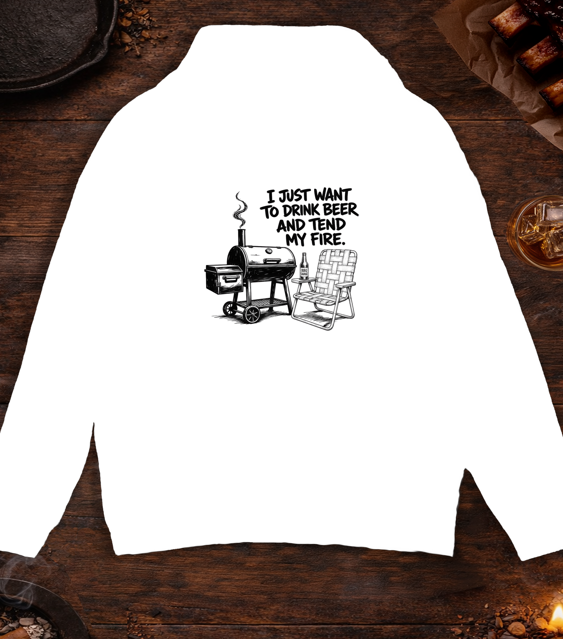 Drink Beer Tend Fire Black Hoodie - White
