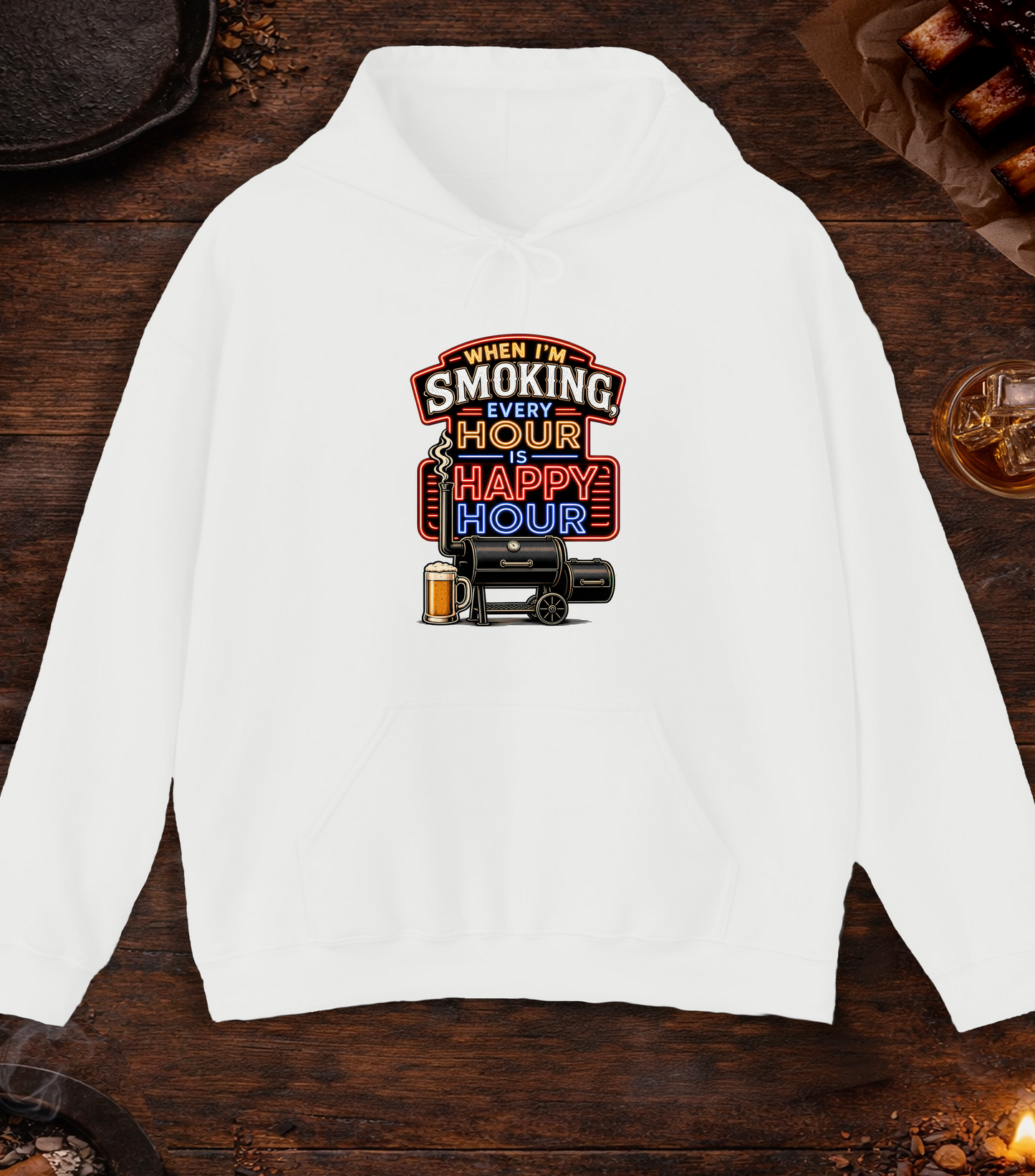 Smoking Happy Hour Hoodie - White