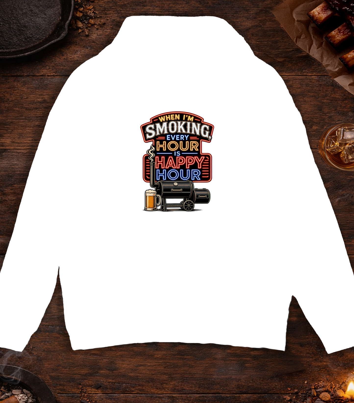 Smoking Happy Hour Hoodie - White