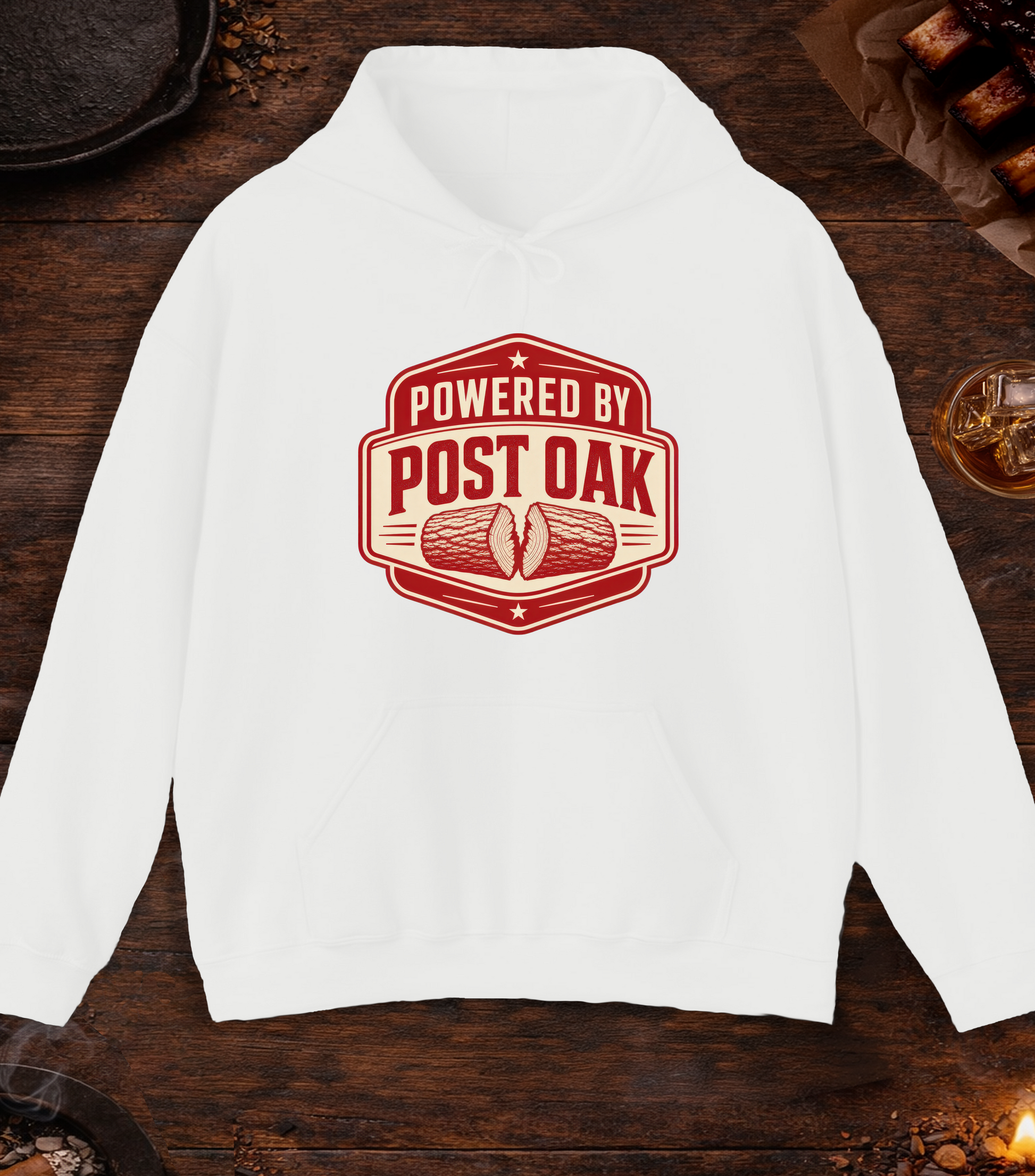 Powered by Post Oak Hoodie - White