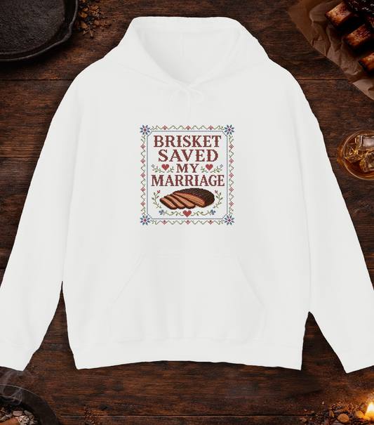 Brisket Saved My Marriage Hoodie - White