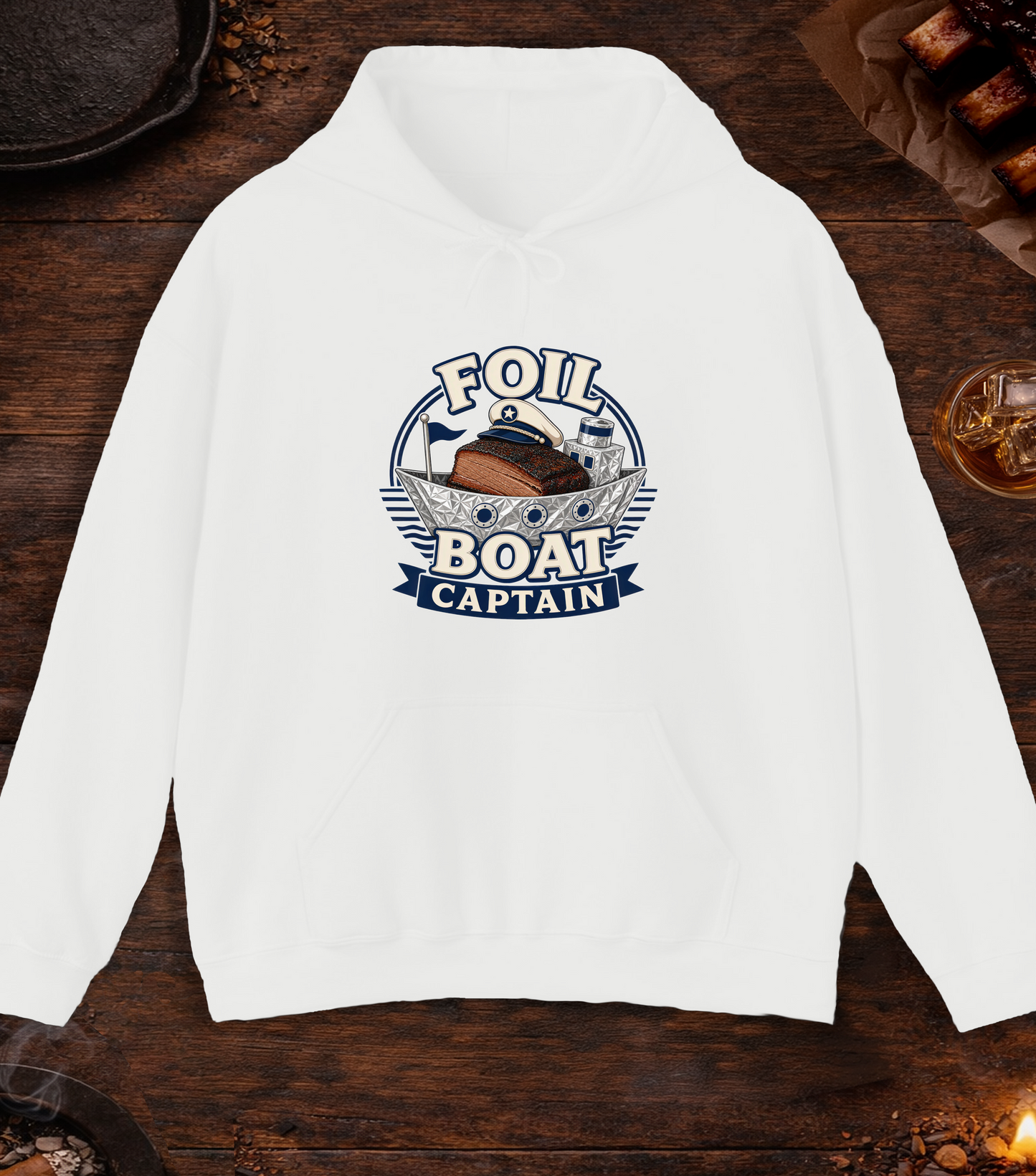 Foil Boat Captain Hoodie - White