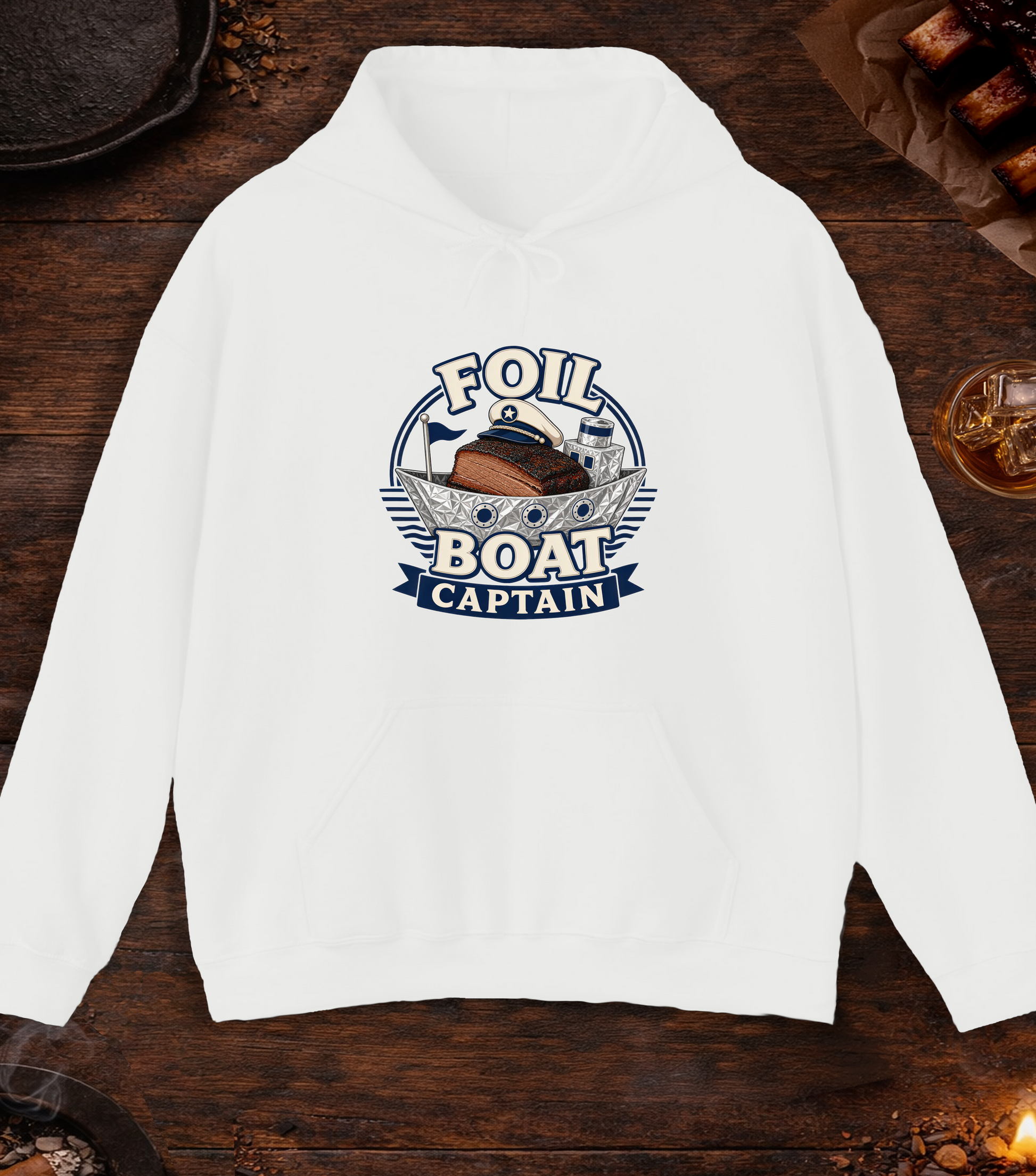 Foil Boat Captain Hoodie - White