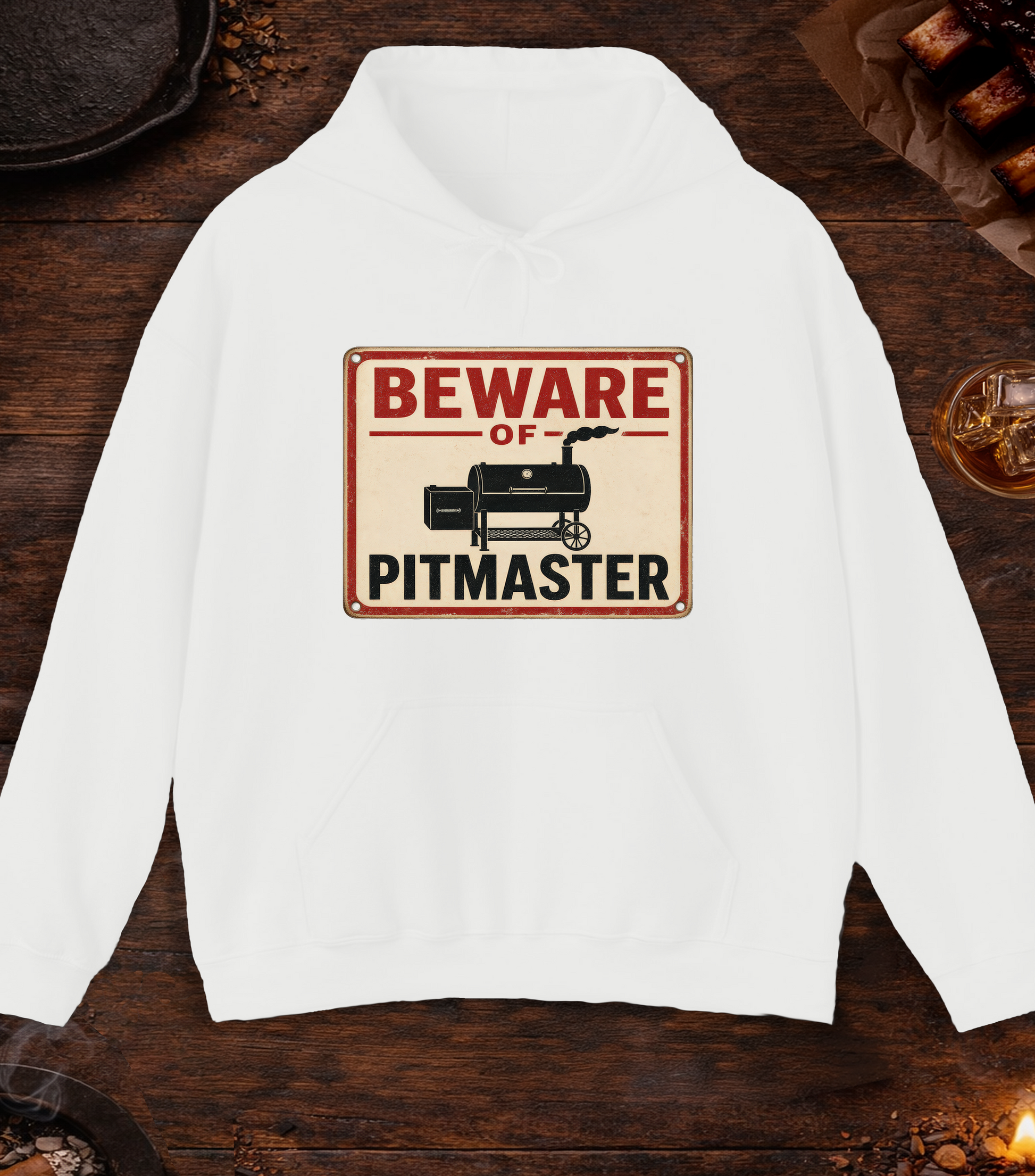 Beware of Pitmaster Hoodie - White