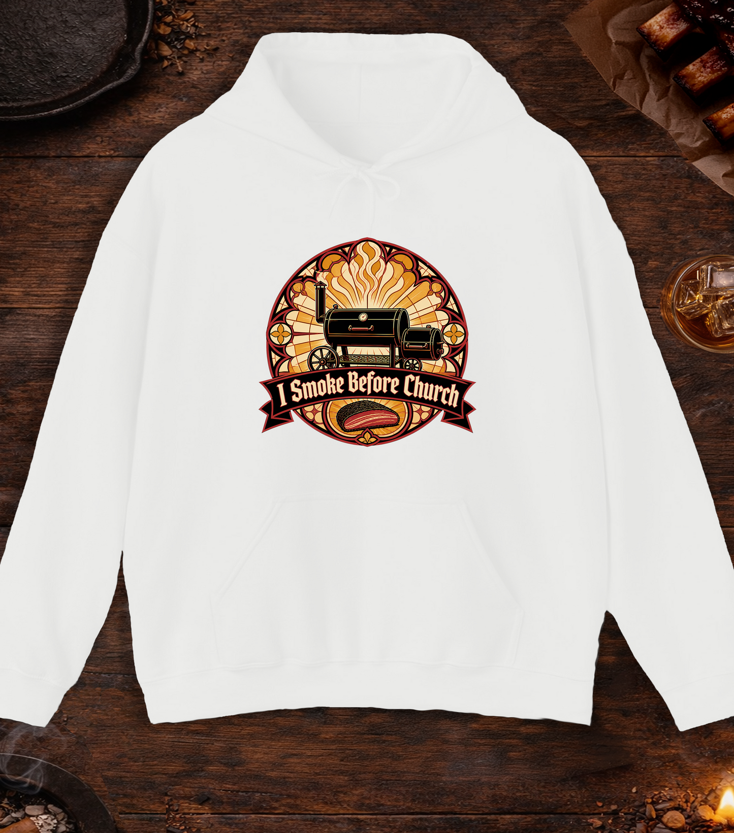 I Smoke Before Church Hoodie - White