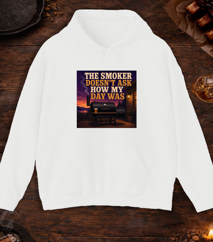 Doesn't Ask About My Day Hoodie - White