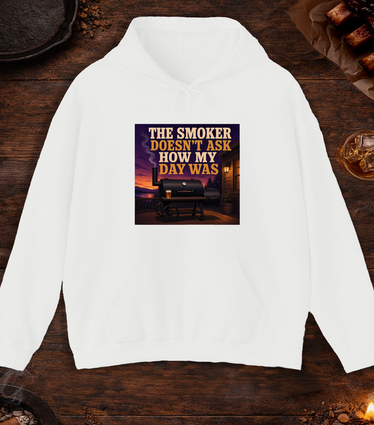 Doesn't Ask About My Day Hoodie - White