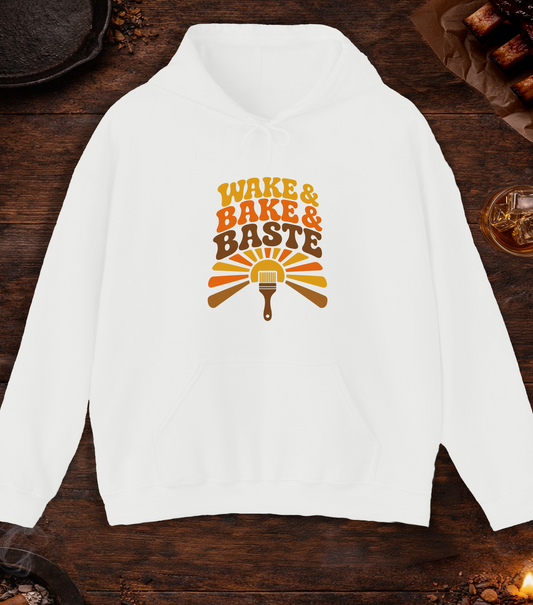 Wake and Bake and Baste Hoodie - White