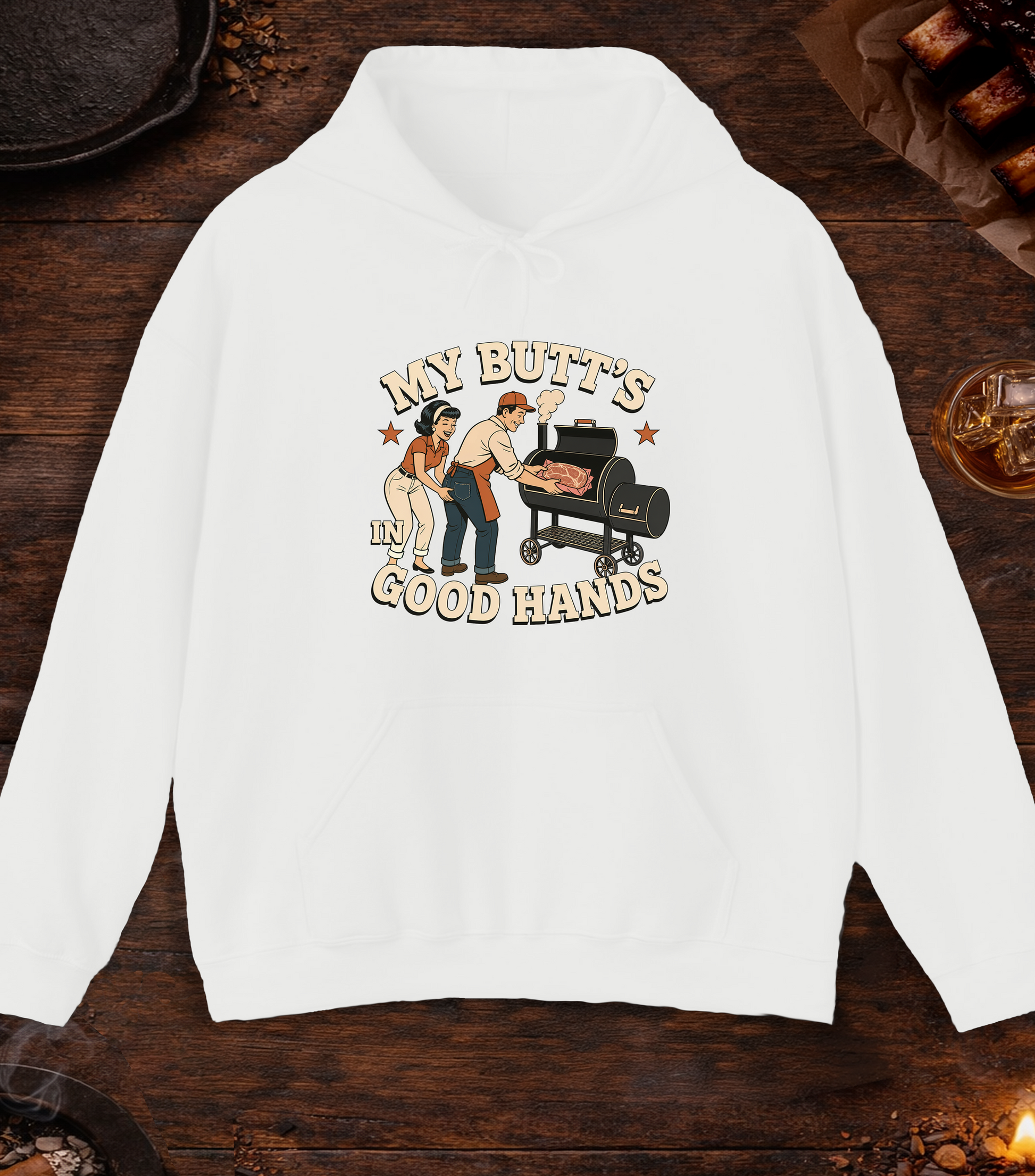 My Butt's In Good Hands Hoodie - White
