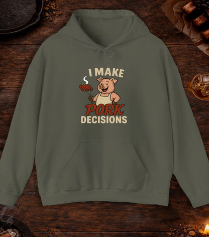 I Make Pork Decisions Hoodie - Military Green