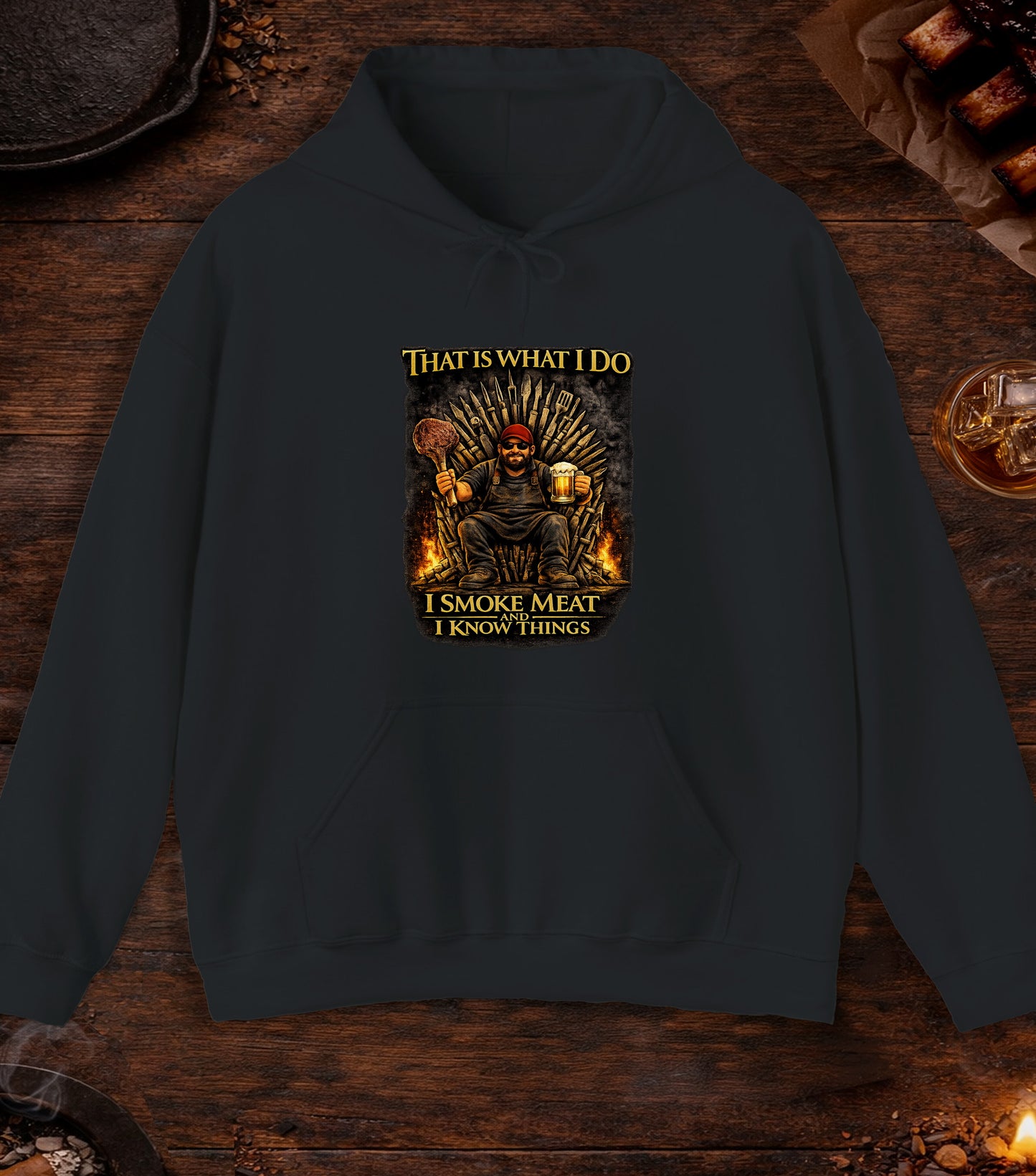 I Smoke Meat And Know Things Hoodie - Black