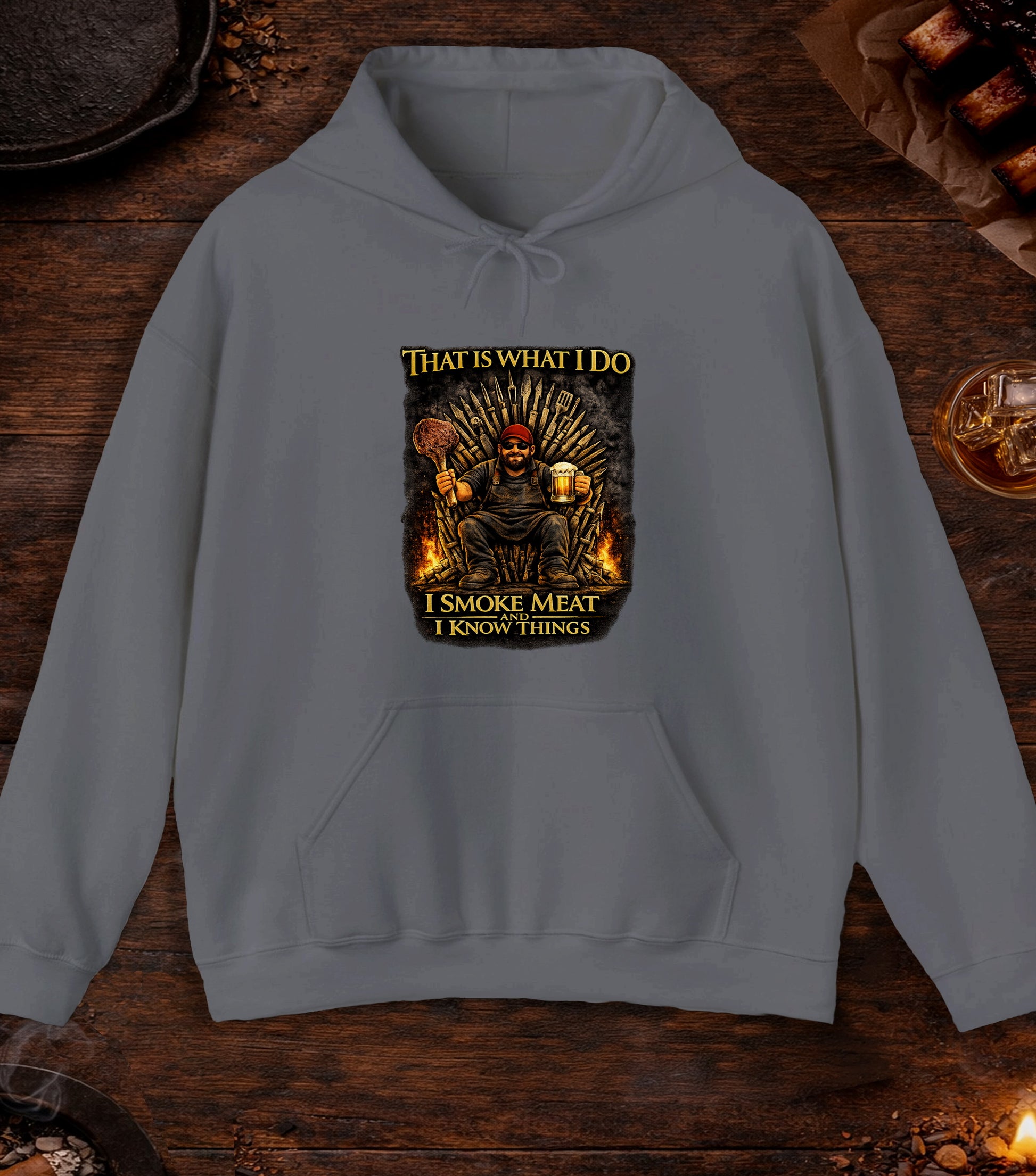 I Smoke Meat And Know Things Hoodie - Charcoal