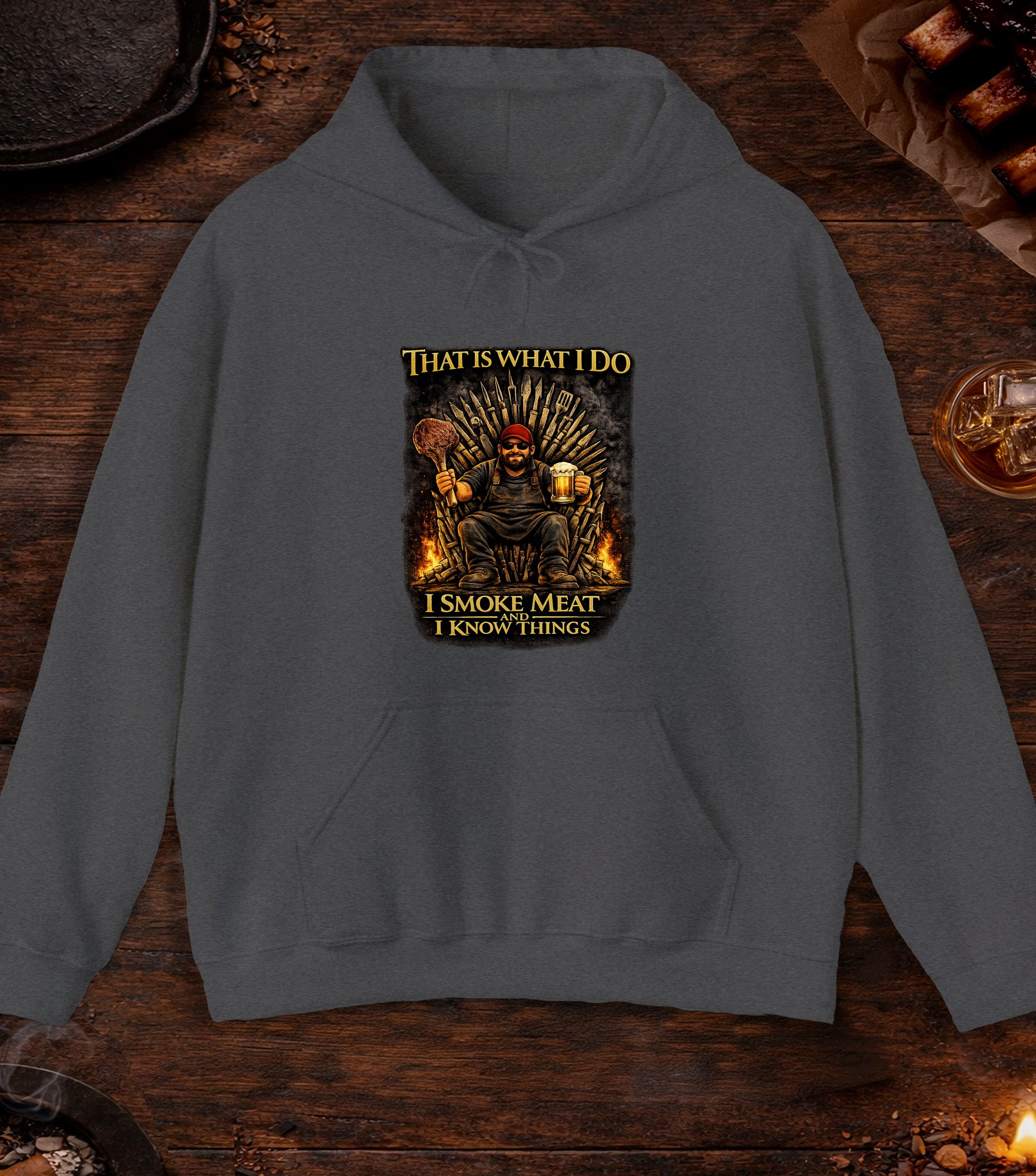 I Smoke Meat And Know Things Hoodie - Dark Heather