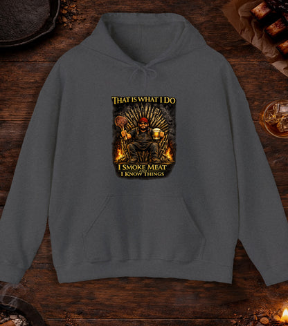 I Smoke Meat And Know Things Hoodie - Dark Heather