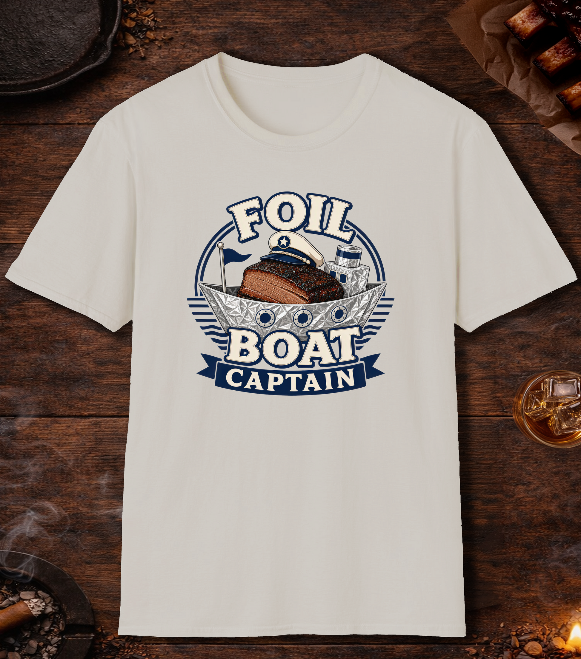 Foil Boat Captain T-Shirt - Ice Grey