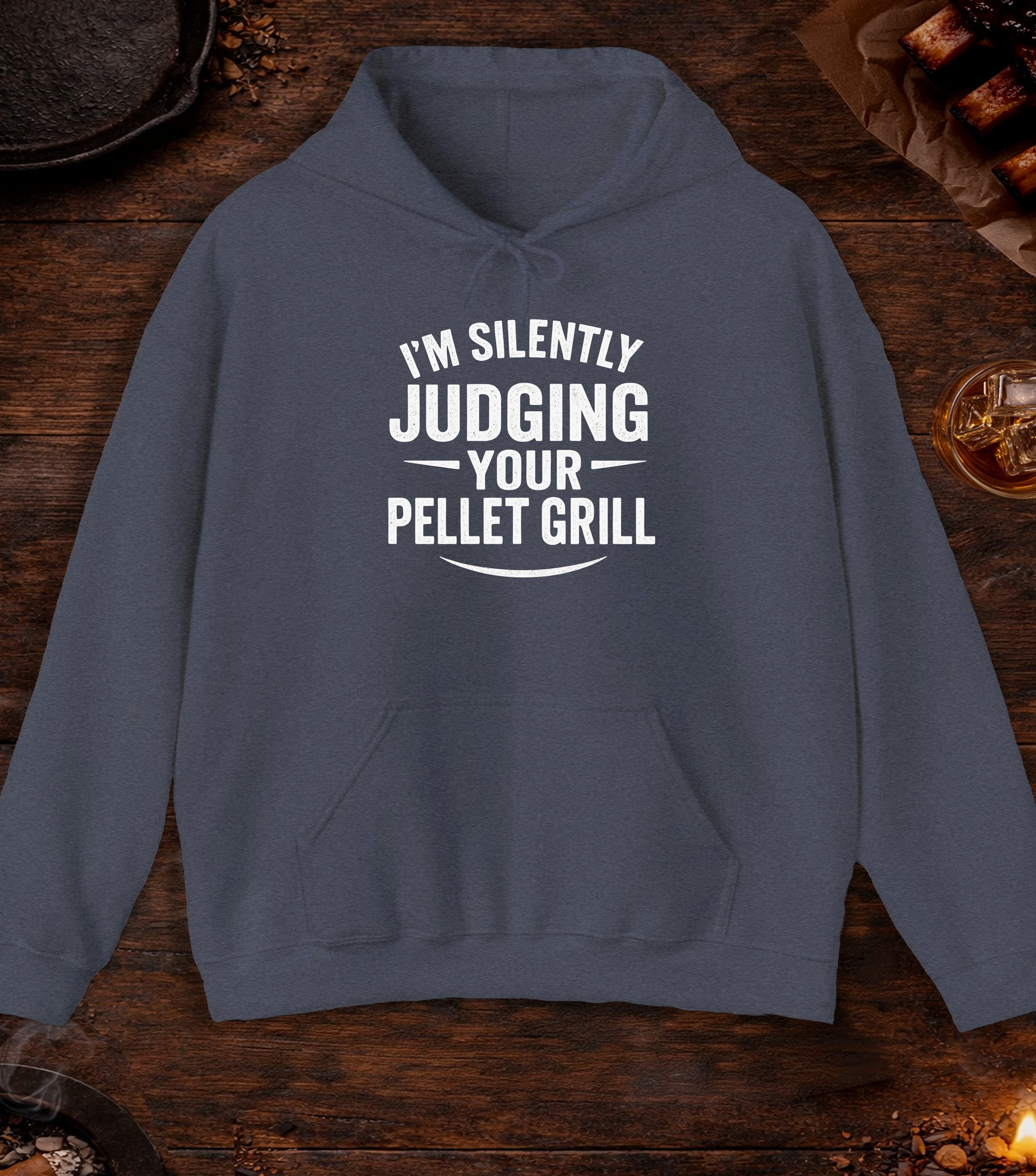 Im Silently Judging Your Pellet Grill Hoodie - Heather Navy