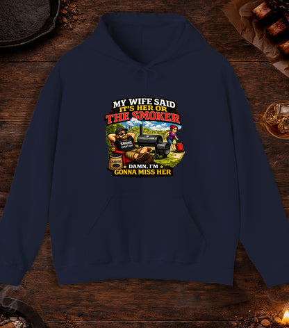 Its Her Or The Smoker Hoodie - Navy