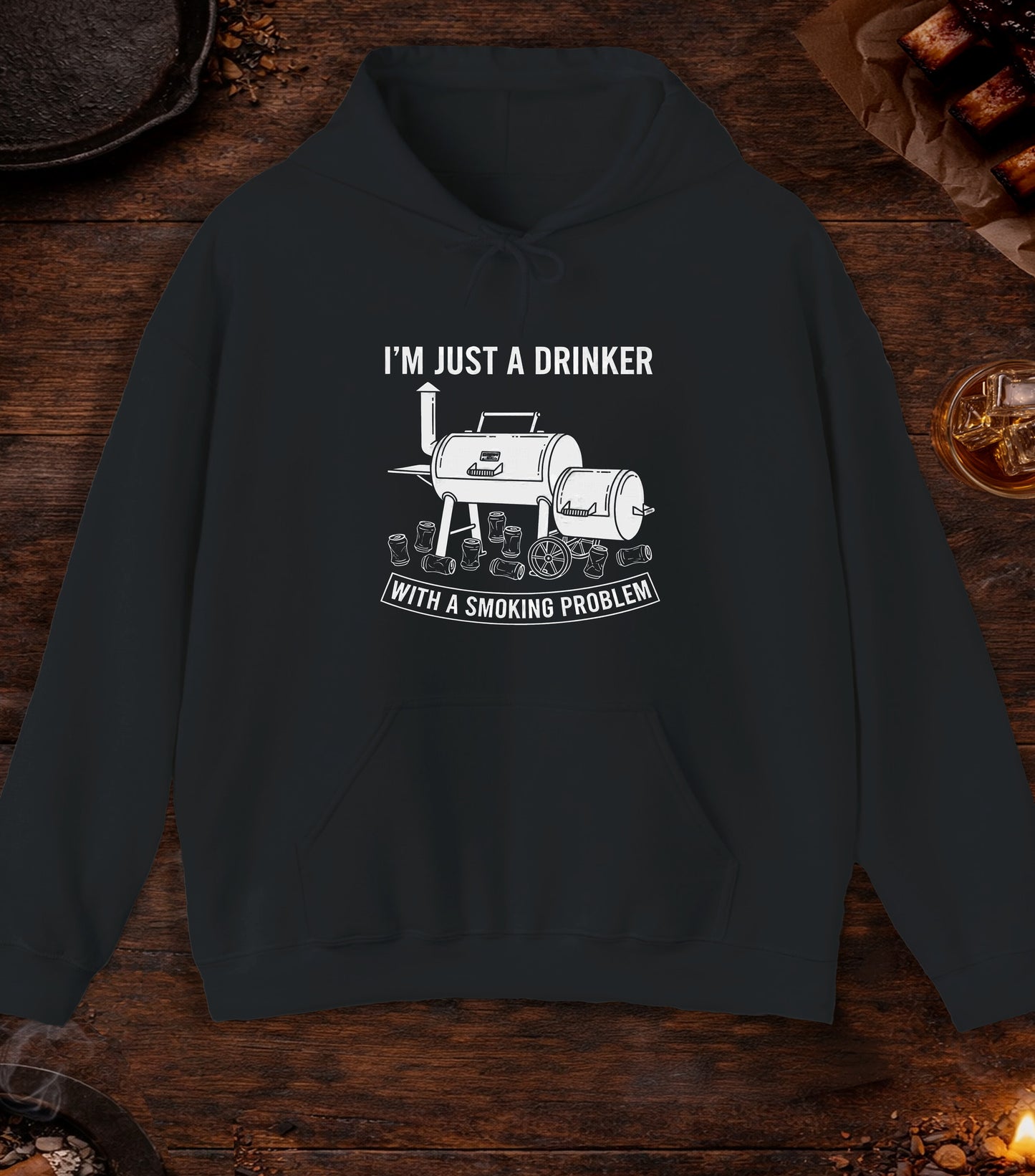 Just A Drinker Smoking Problem Hoodie - Black