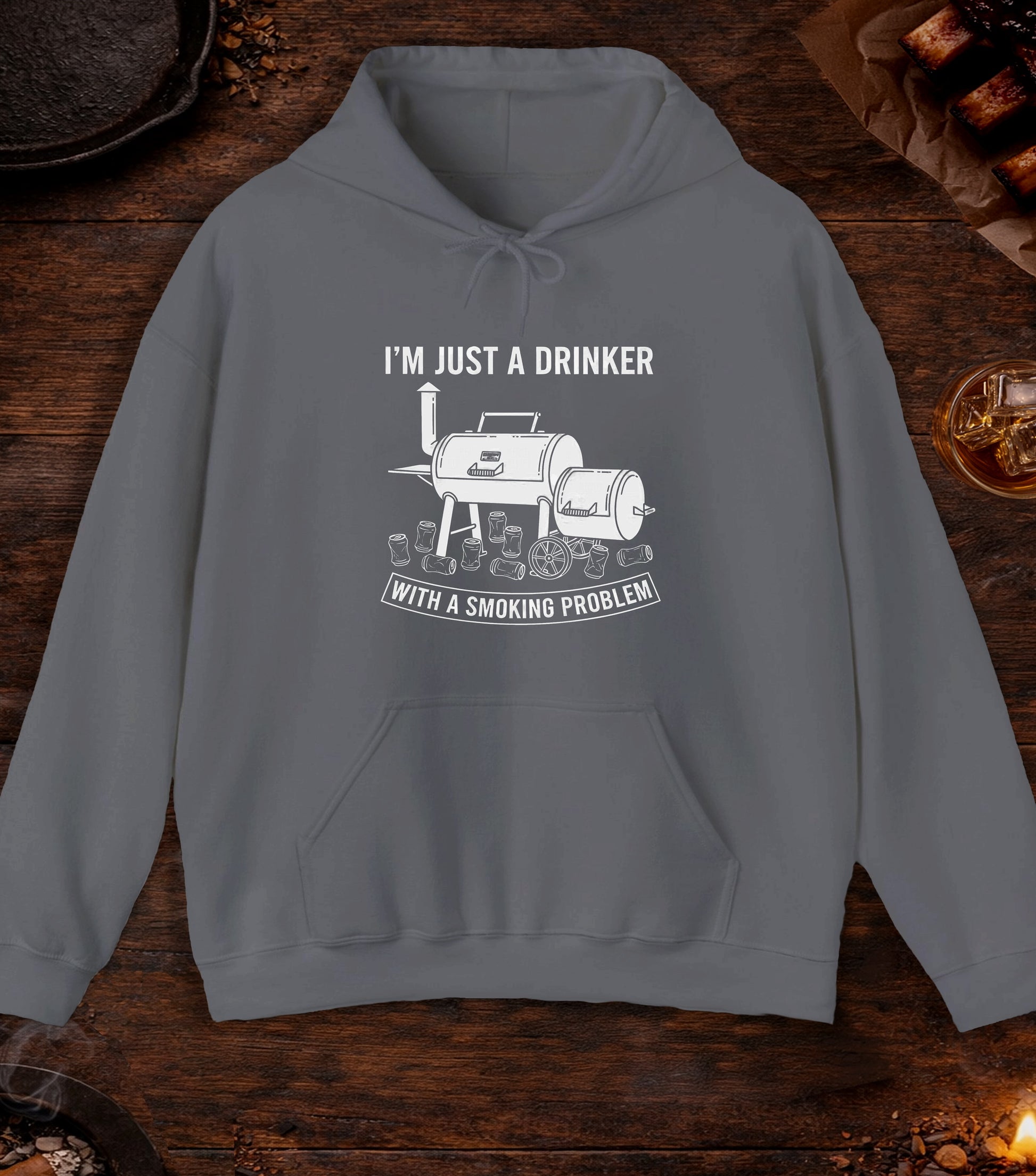 Just A Drinker Smoking Problem Hoodie - Charcoal