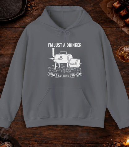 Just A Drinker Smoking Problem Hoodie - Charcoal
