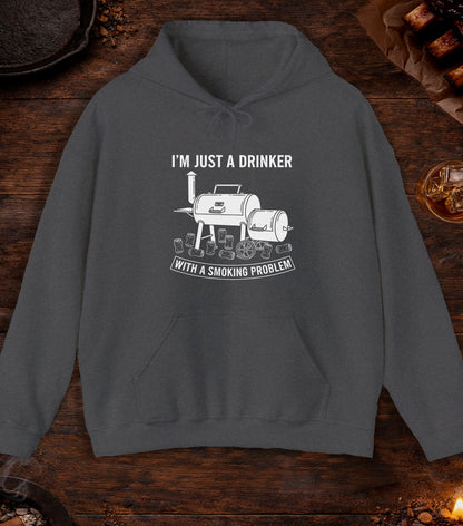 Just A Drinker Smoking Problem Hoodie - Dark Heather