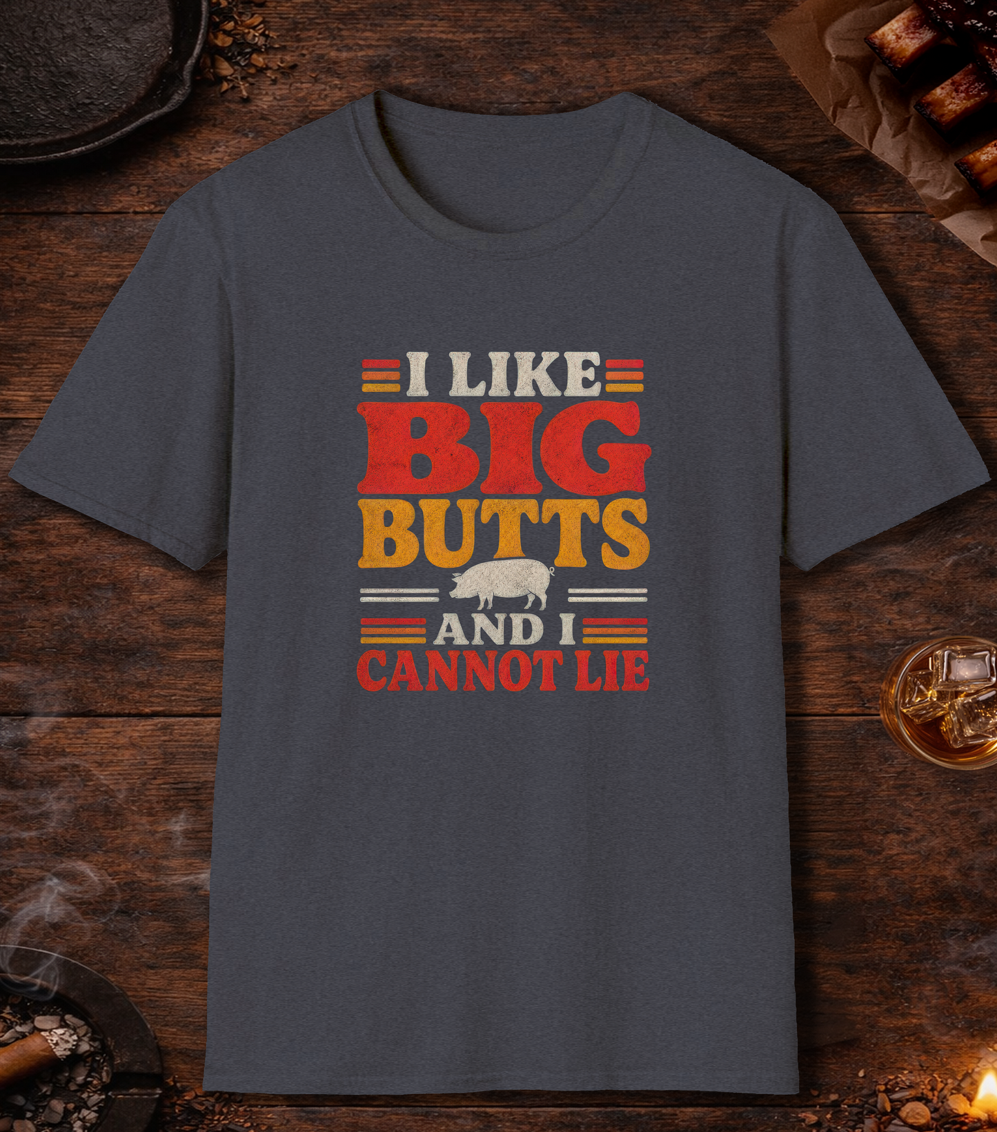 Like Big Butts T-Shirt - Heather Navy