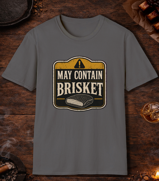 May Contain Brisket T-Shirt - Charcoal