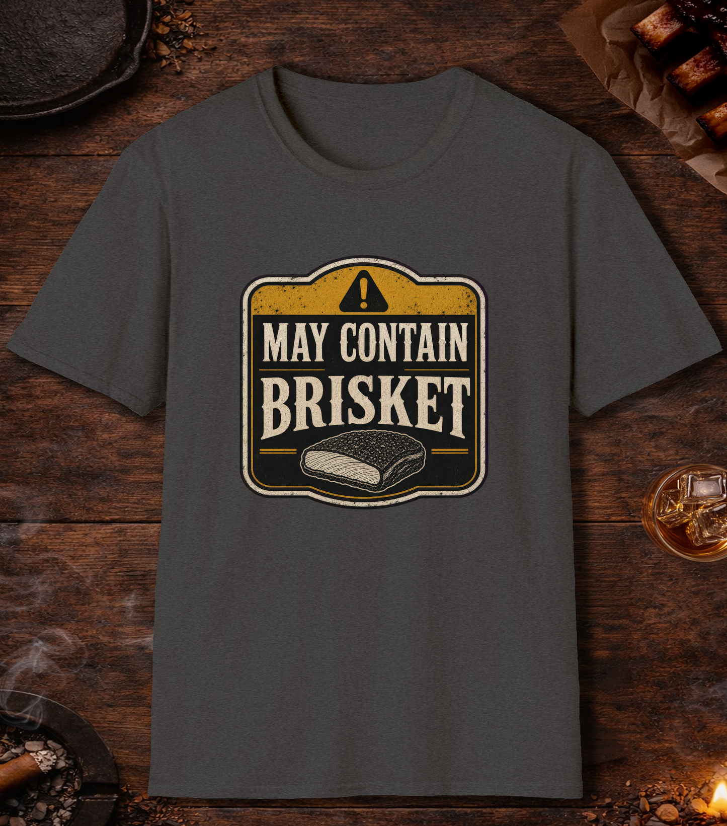 May Contain Brisket T-Shirt - Dark Heather