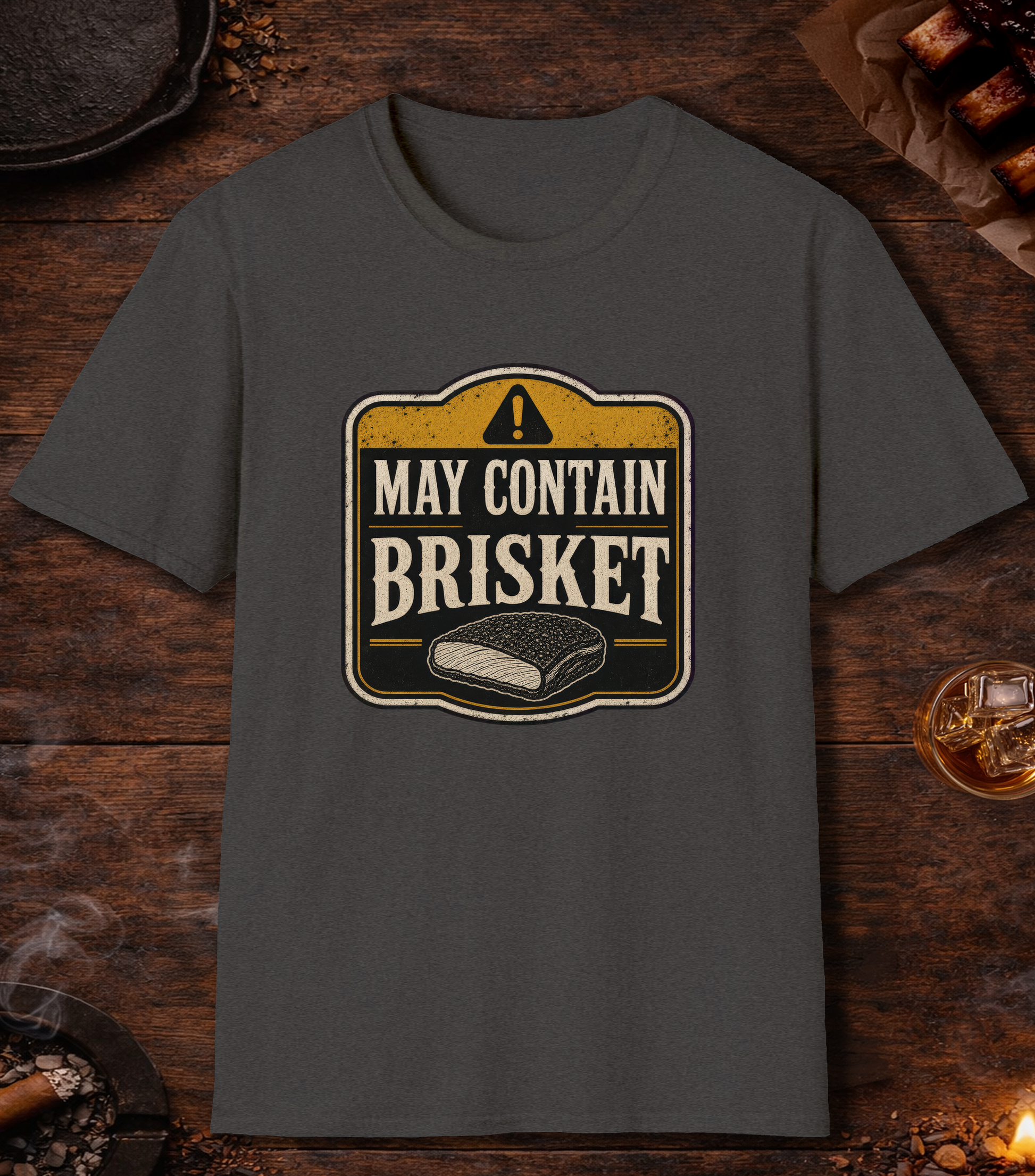May Contain Brisket T-Shirt - Dark Heather