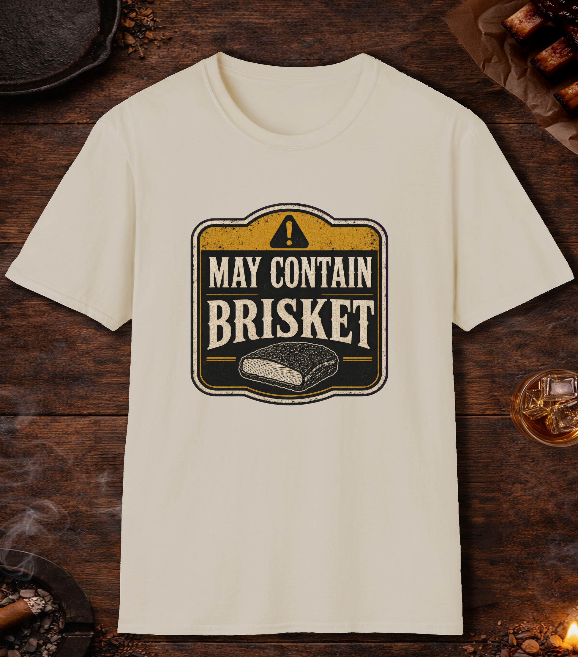 May Contain Brisket T-Shirt - Sand