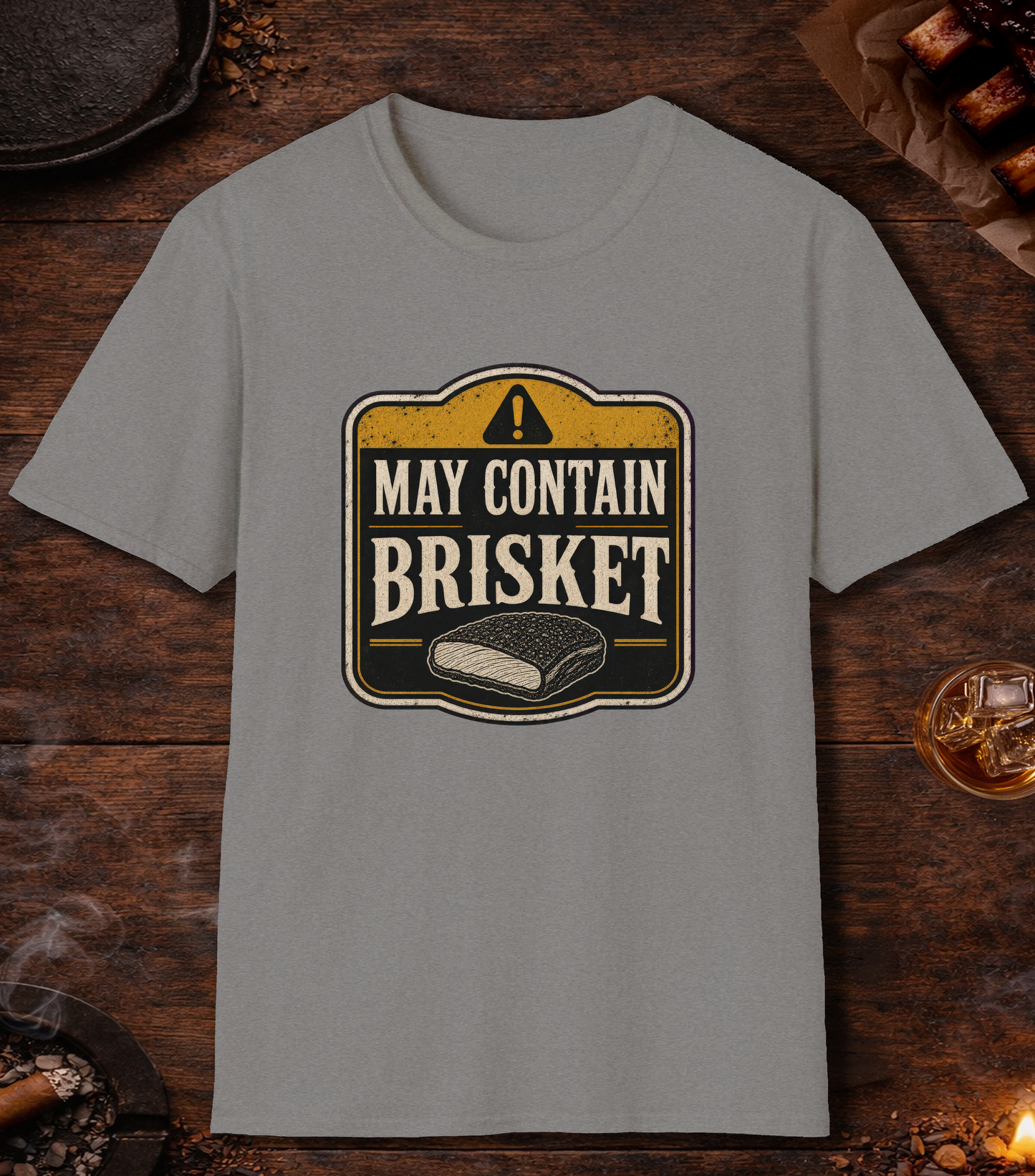 May Contain Brisket T-Shirt - Sport Grey