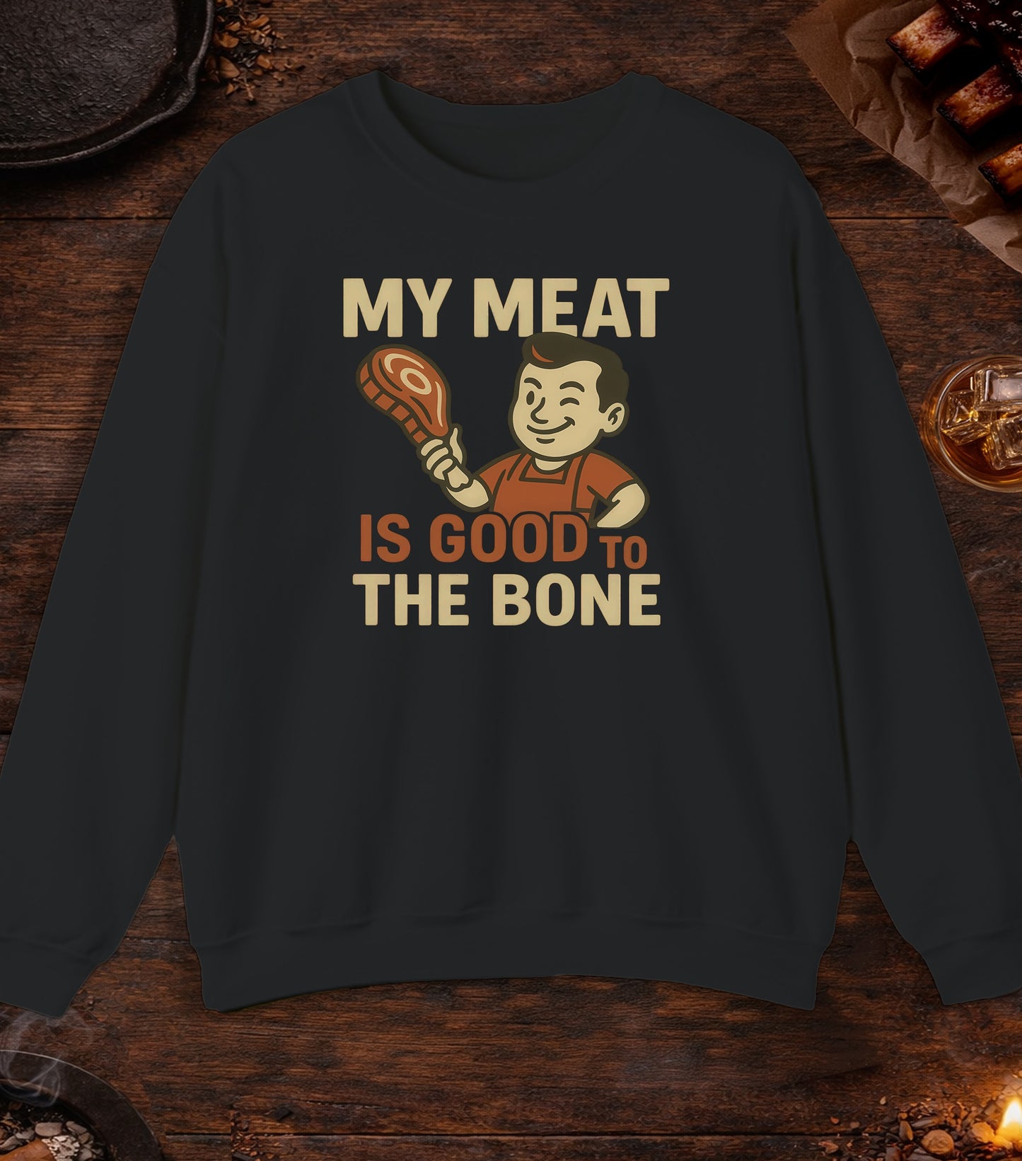 Meat Good To Bone Crewneck - Black