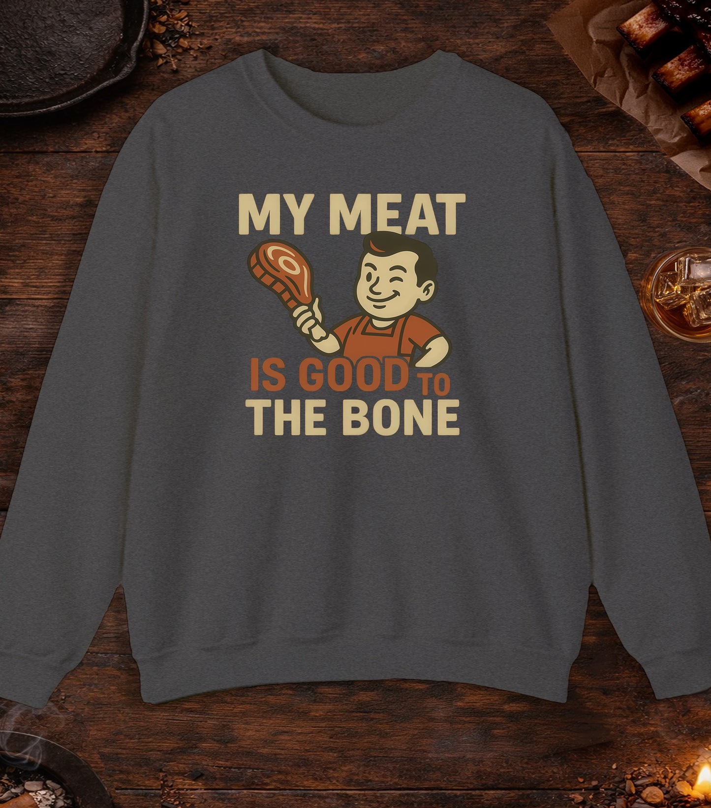 Meat Good To Bone Crewneck - Dark Heather