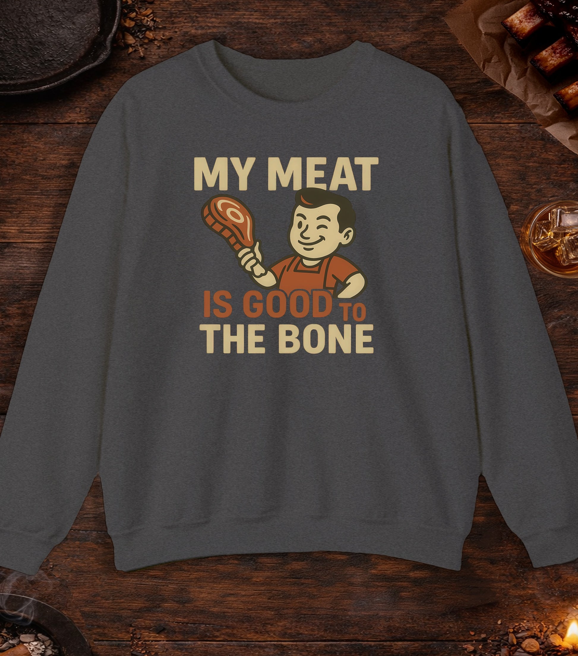 Meat Good To Bone Crewneck - Dark Heather