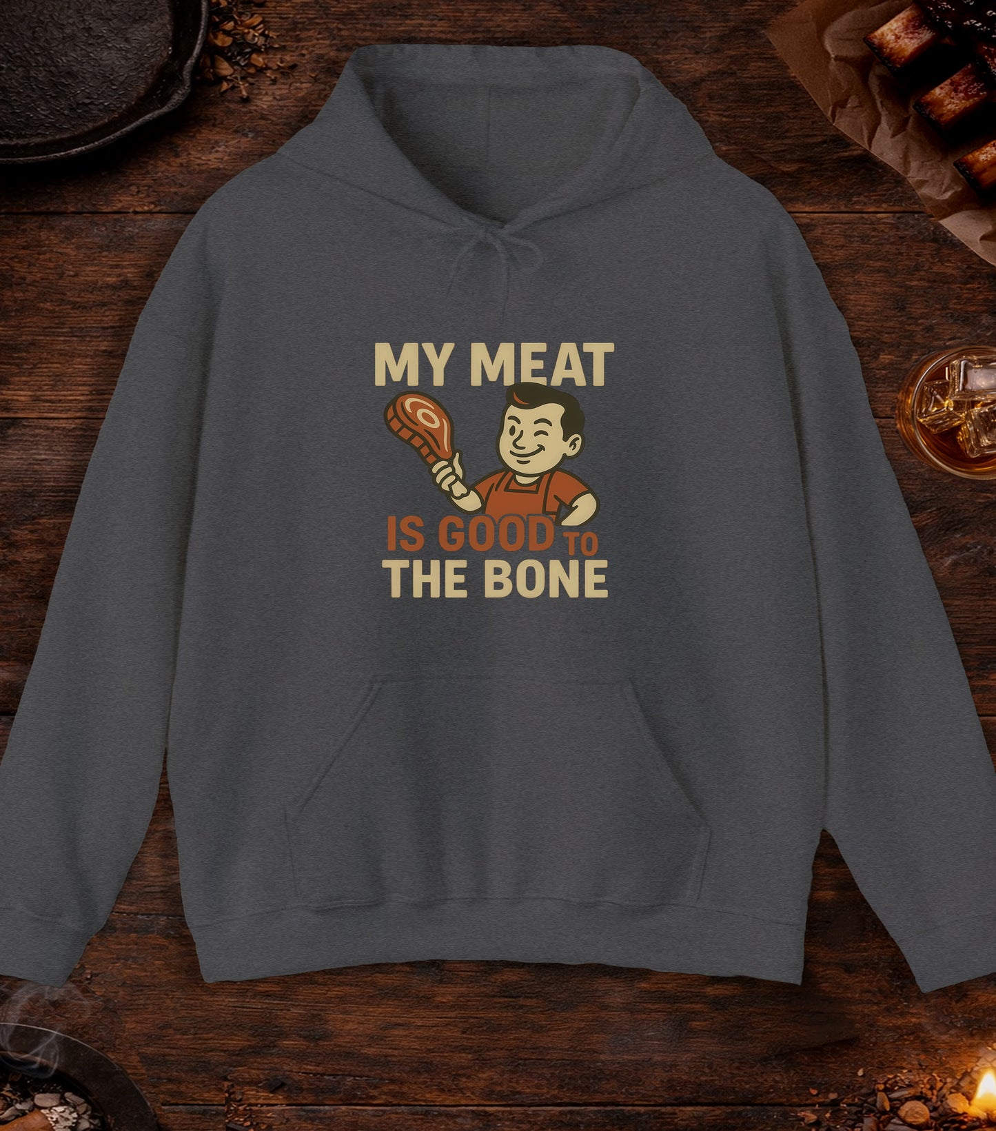 Meat Good To Bone Hoodie - Dark Heather