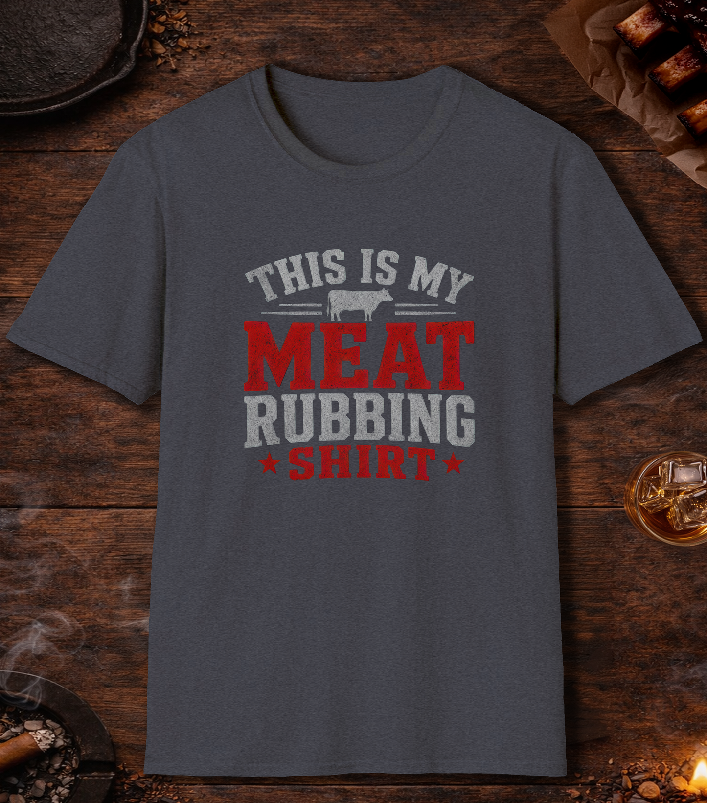 Meat Rubbing Shirt T-Shirt - Heather Navy