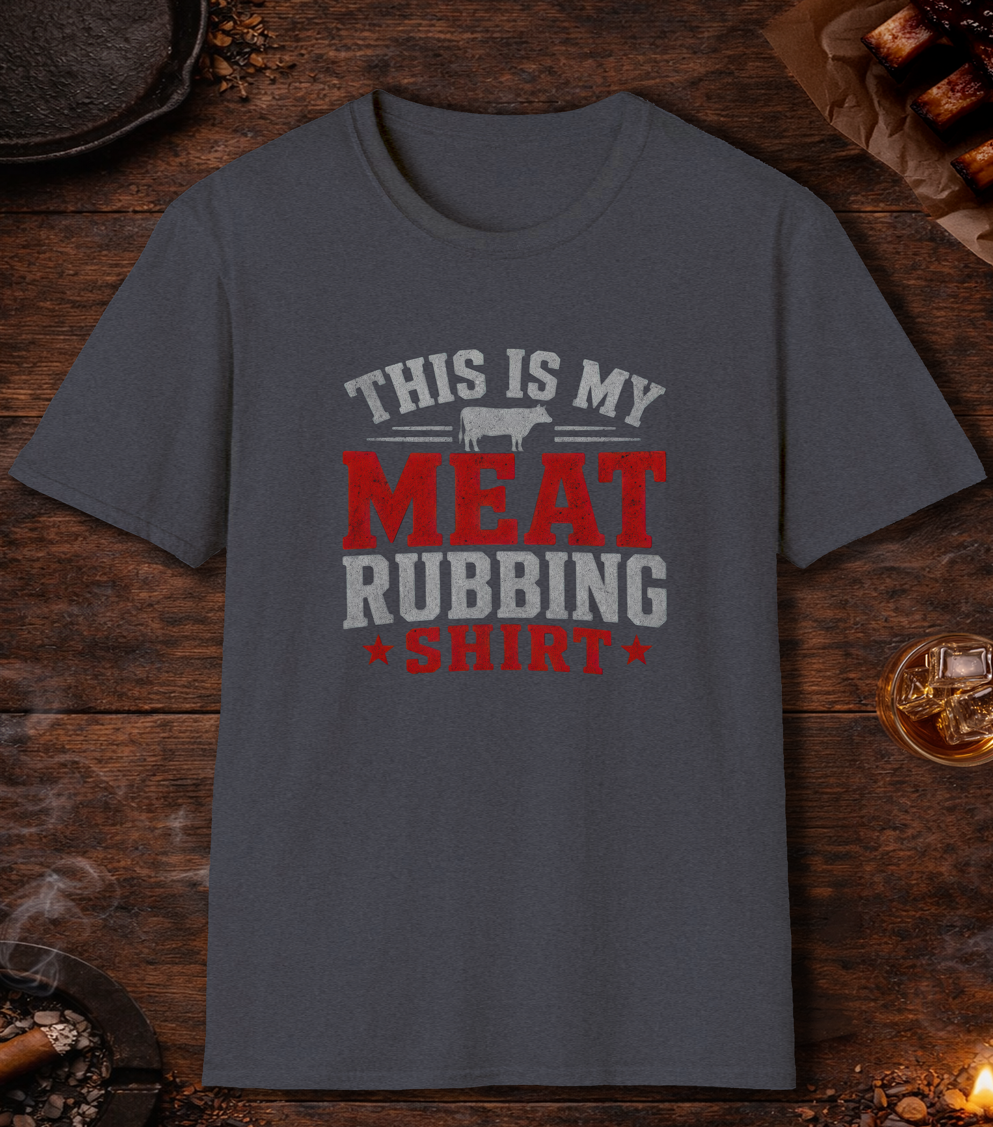 Meat Rubbing Shirt T-Shirt - Heather Navy
