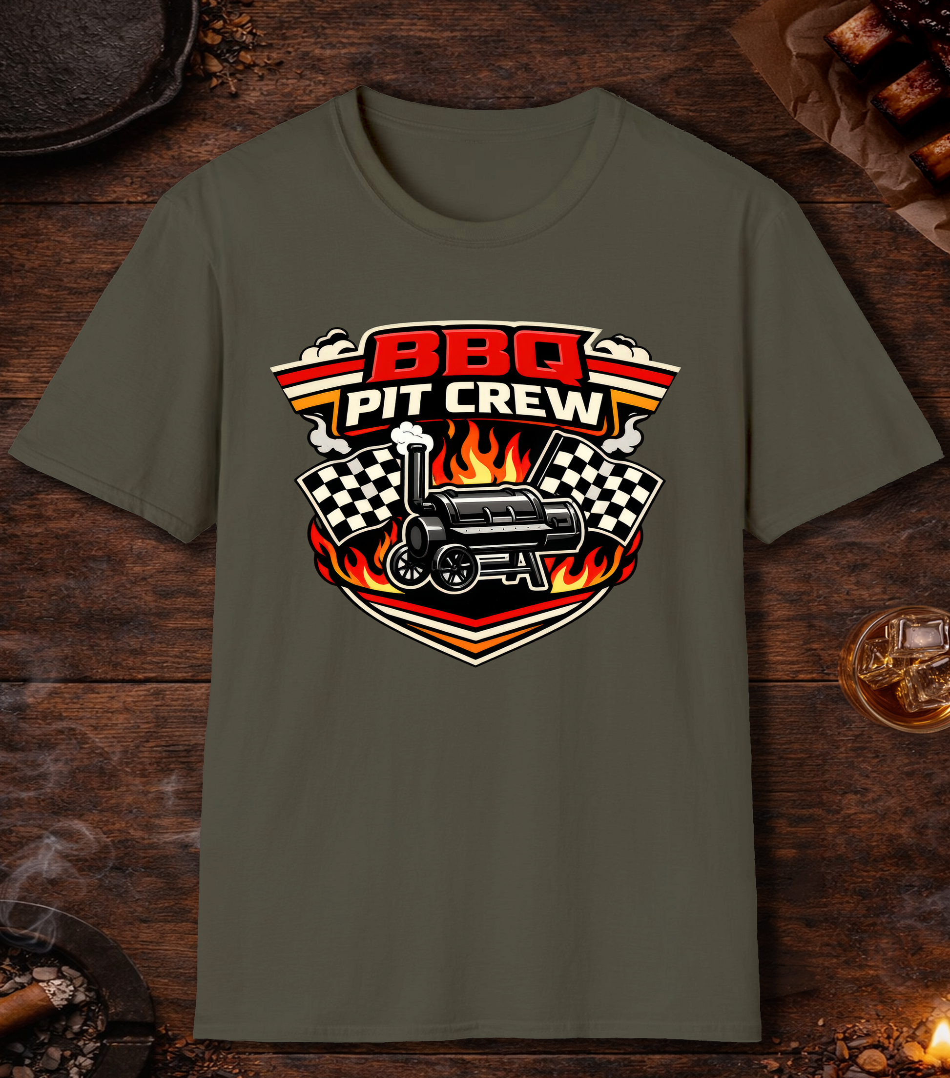 BBQ Pit Crew T-Shirt - Military Green