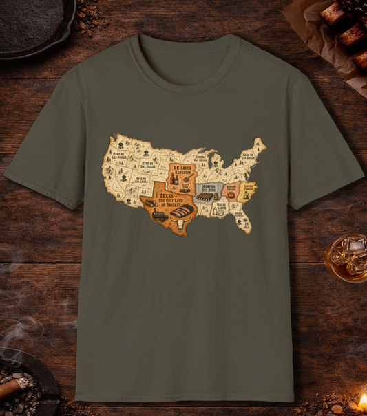 Map of BBQ T-Shirt - Military Green