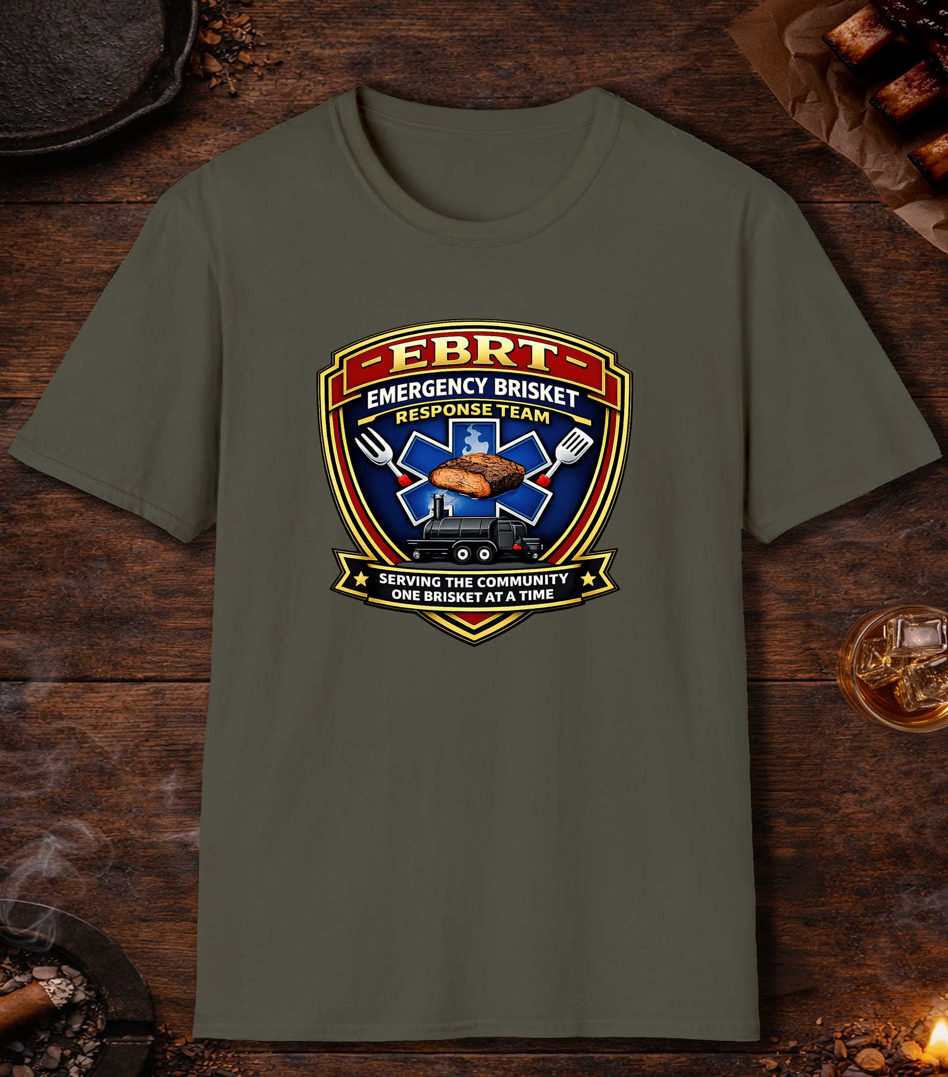 Emergency Brisket Response T-Shirt - Military Green