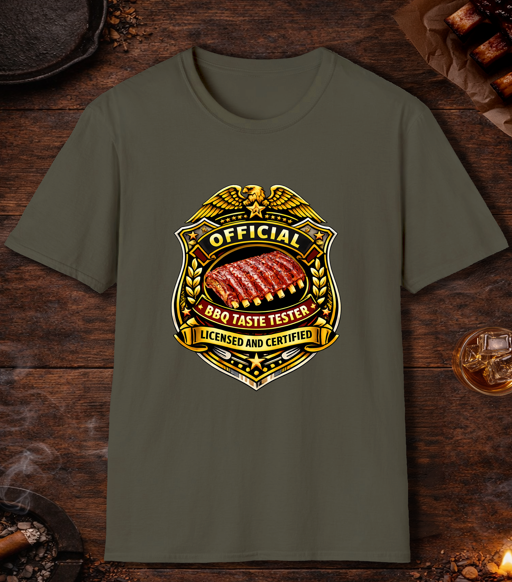 Official BBQ Taste Tester T-Shirt - Military Green