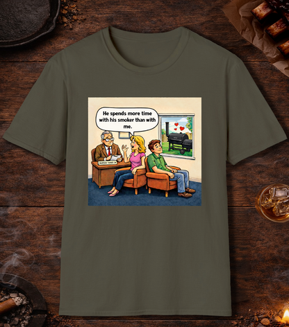 Spends More Time With Smoker Than Me T-Shirt - Military Green