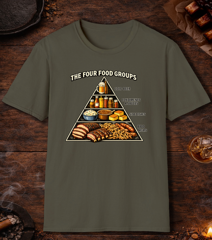 Four BBQ Food Groups T-Shirt - Military Green