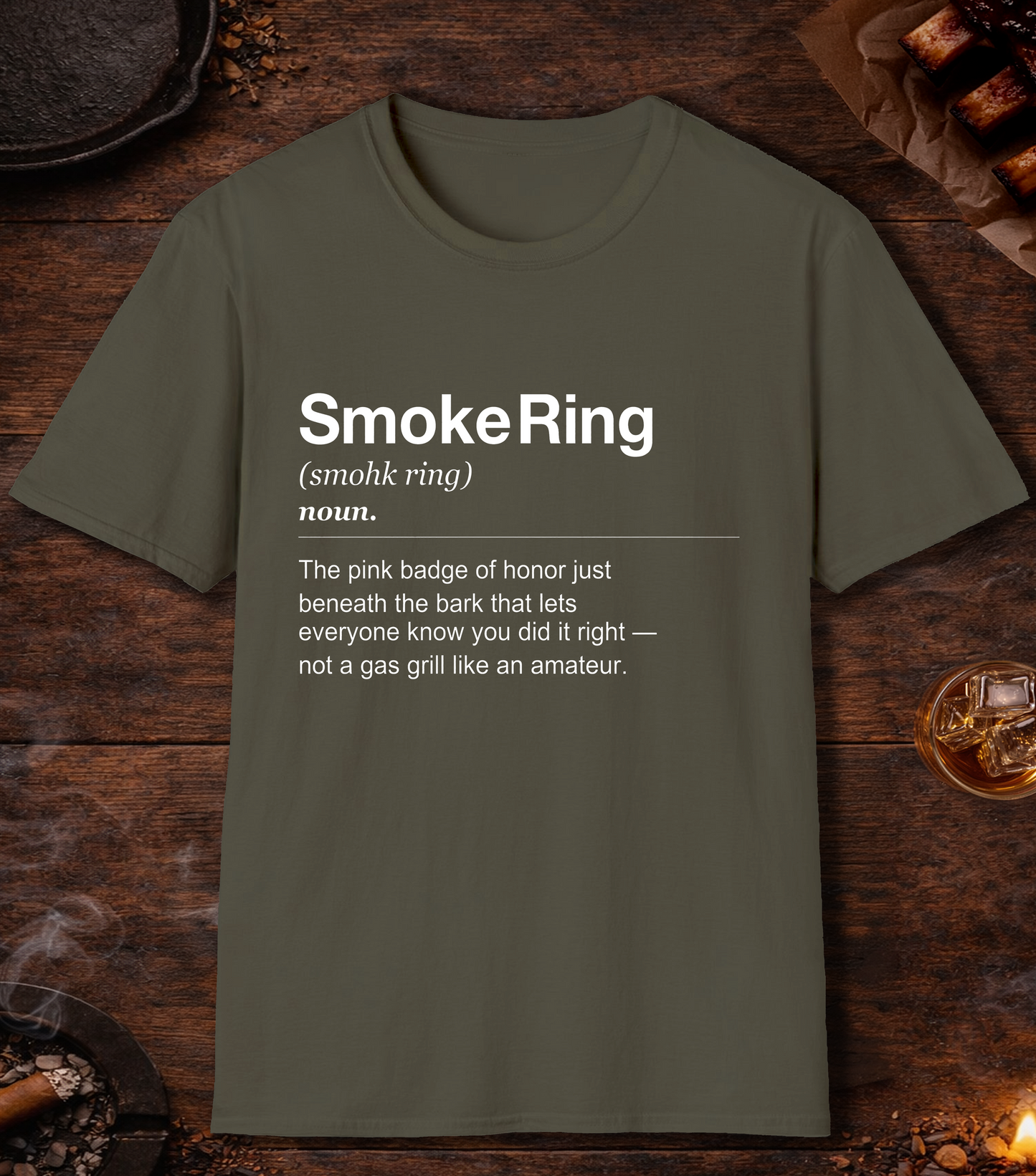 Smoke Ring Definition T-Shirt - Military Green