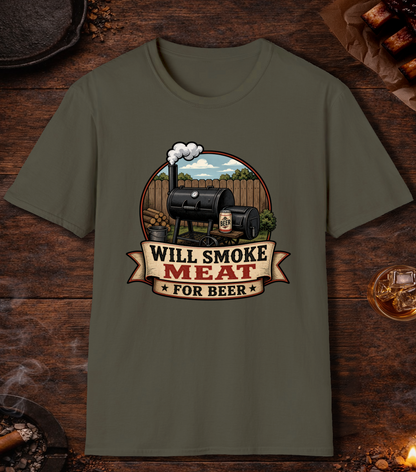 Will Smoke for Beer T-Shirt - Military Green