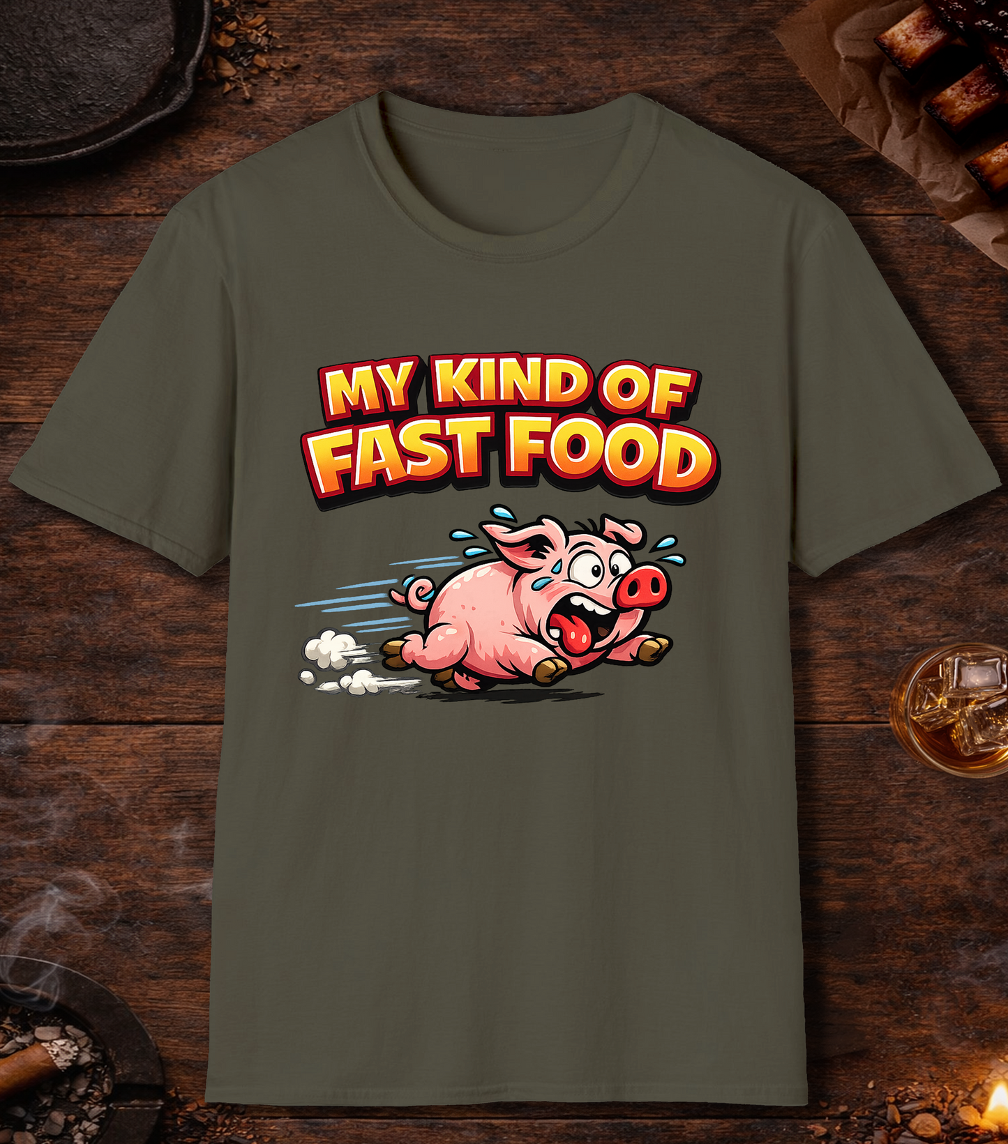 My Kind Of Fast Food T-Shirt - Military Green