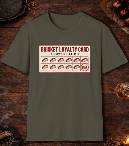 Brisket Loyalty Card T-Shirt - Military Green
