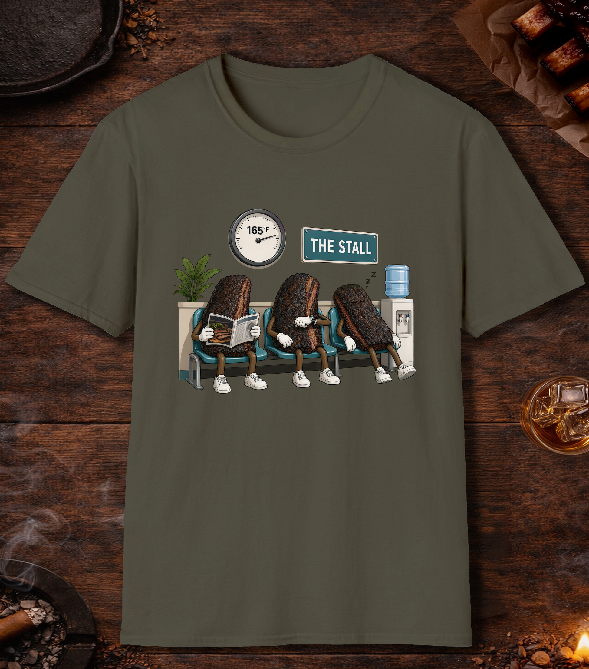 Stall Waiting Room T-Shirt - Military Green